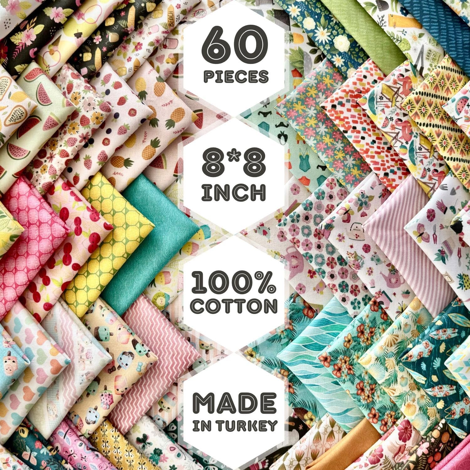 100% Cotton 50 PCS 8 X 8 Inches (20Cm X 20Cm) Softnes Cotton Fabric Bundle Squares for Quilting Sewing Fabric Squares for Craft Patchwork Fabric Set Turkish Quality (50 Solid Color Fabric Set)