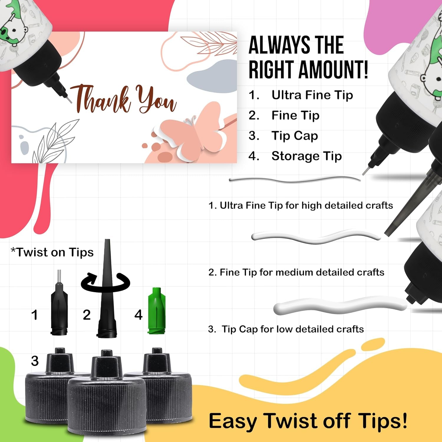 Precision Craft Glue -The Bundle - 4Fl Oz and 11Fl Oz Refill Bear - Tip Kit Included - Wrinkle Resistant - Flexible and Crack Resistant - Strong Hold Adhesive - Made in USA