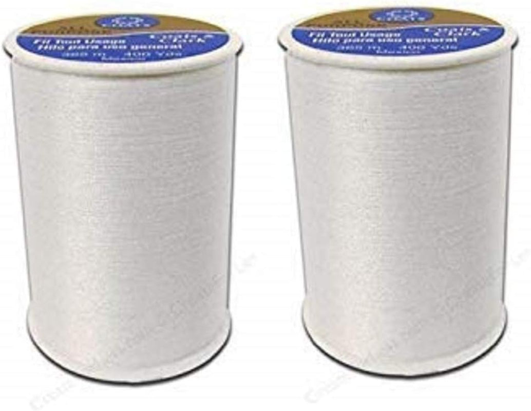 All Purpose Thread 400 Yards White (One Spool of Yarn) (2 Pack)