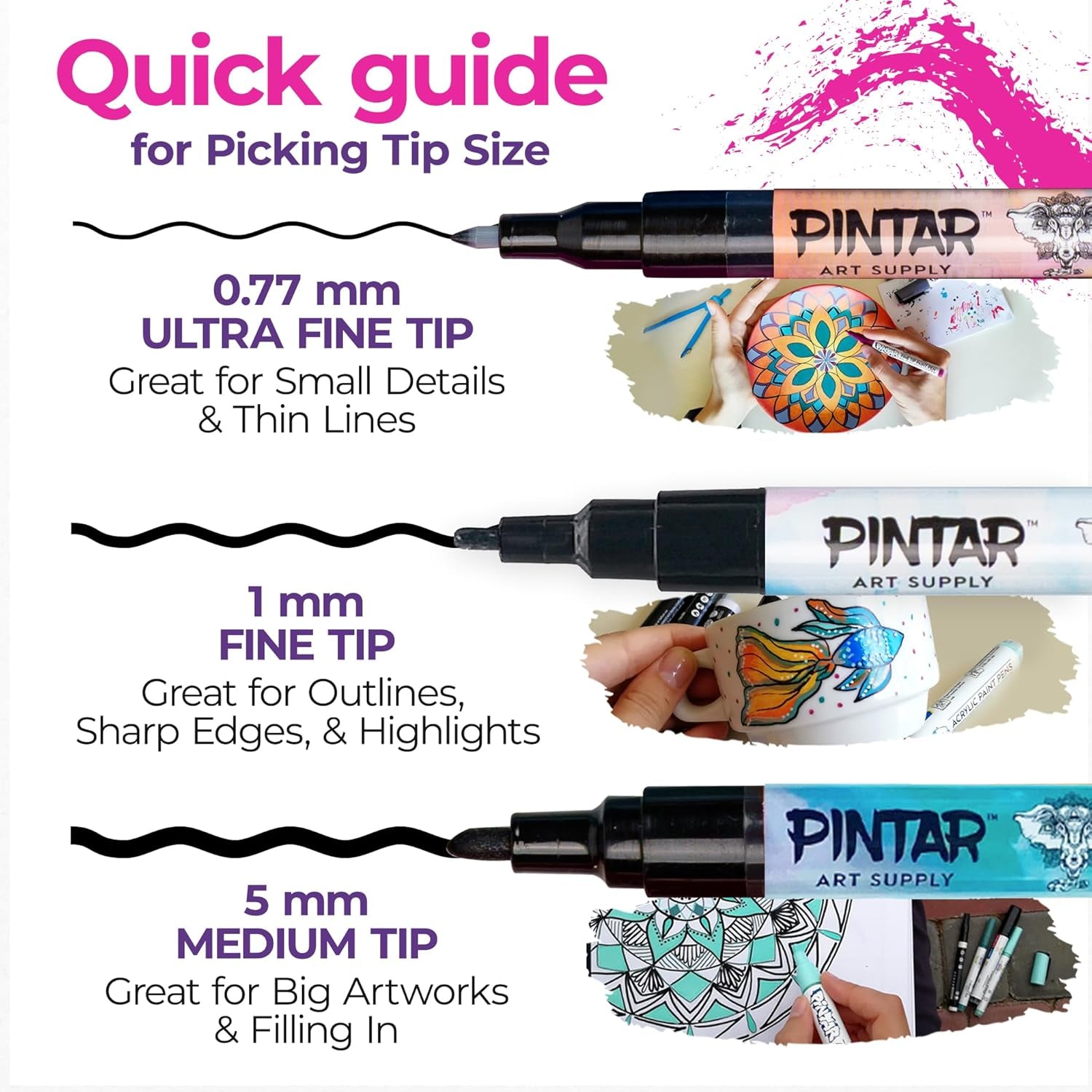 | 14 Pack | Acrylic Paint Markers Medium Point | Leather, Shoes, Rock Painting, Wood, Glass | Acrylic Paint Pens Set | Pack of 14, 5.0 Mm