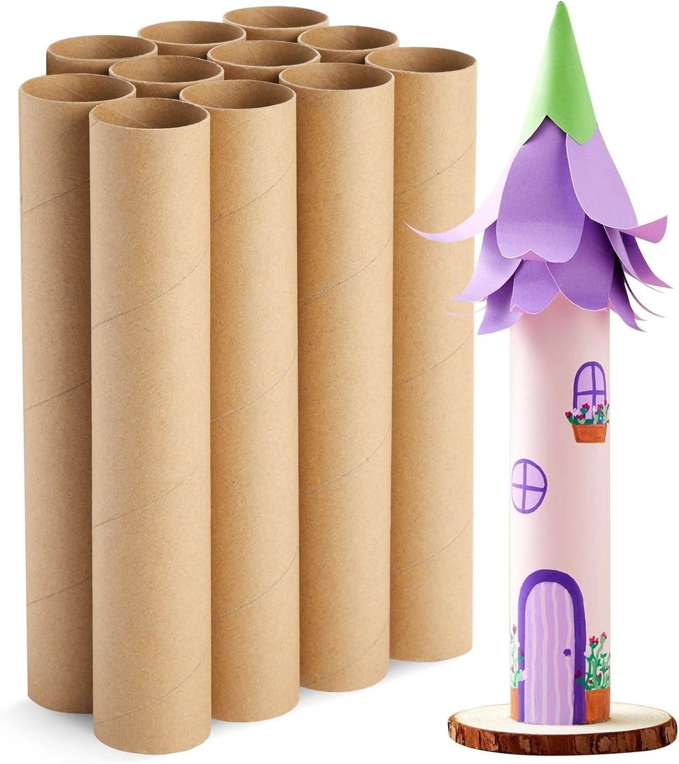 12 Pack Cardboard Tubes for Crafts, Brown Rolls for DIY Projects, Classroom (1.75 X 10 In)