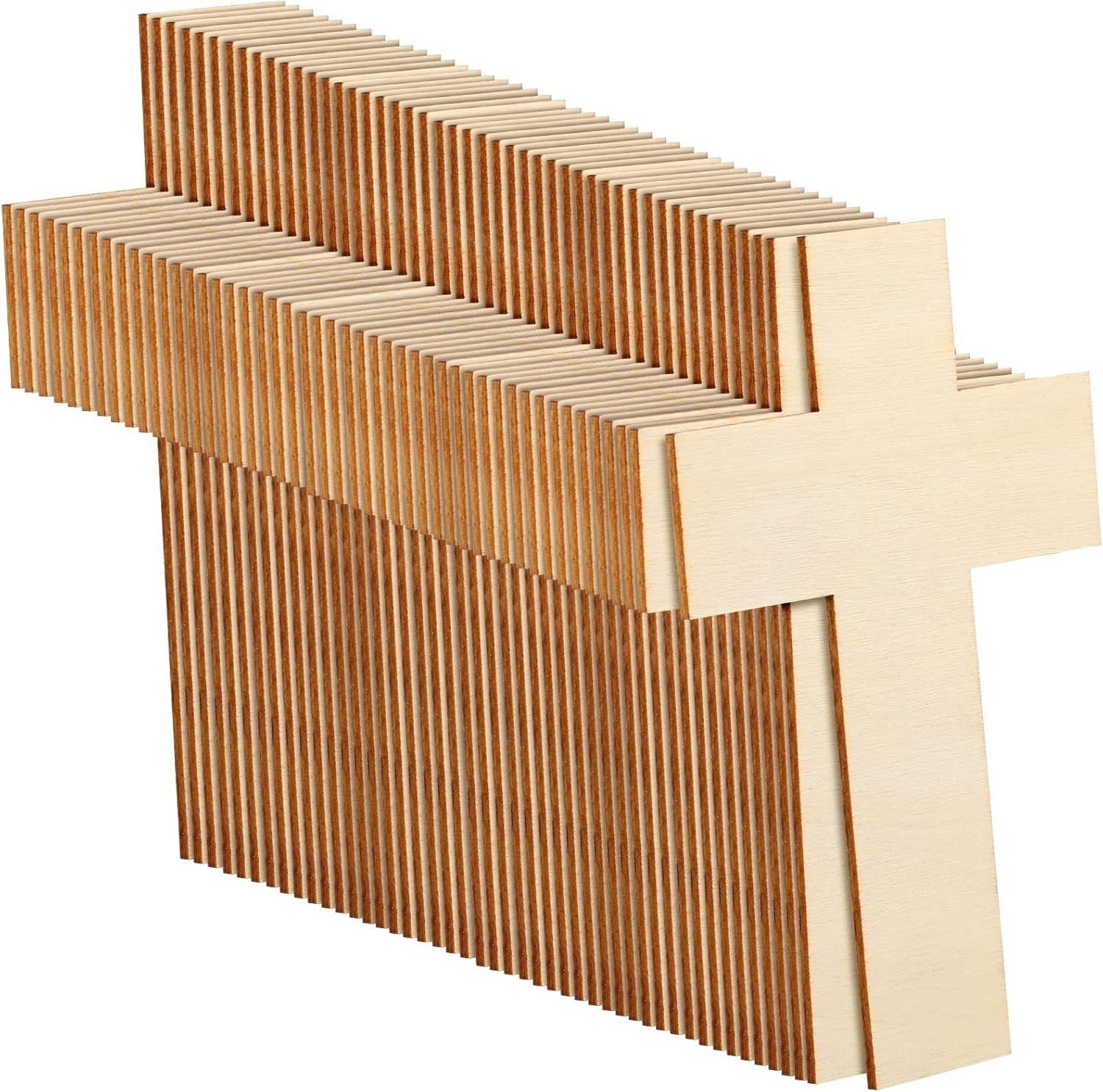 100 Pack Blank Wooden Cross Unfinished Cross Shaped Wood Cutouts for Crafts Wood Cross for DIY Projects Sunday School Church Home Decoration Ornaments, 11 X 7 Cm/ 4.3 X 2.8 Inches