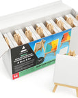 Small Canvases with Easels, 4 X 4 Inches, Pack of 14, Blank White Stretched Canvas for Acrylic, Oil and Gouache Painting
