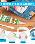 80 ML Fabric Glue for Clothing, Clear Fabric Glue for Clothing Permanent Washable, Liquid Fusion Glue Adhesive for Leather, Patches, All Fabrics