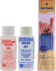 Microscale Micro Sol and Micro Set, 1 Ounce Bottles (Pack of 2) - with  Paint Brushes