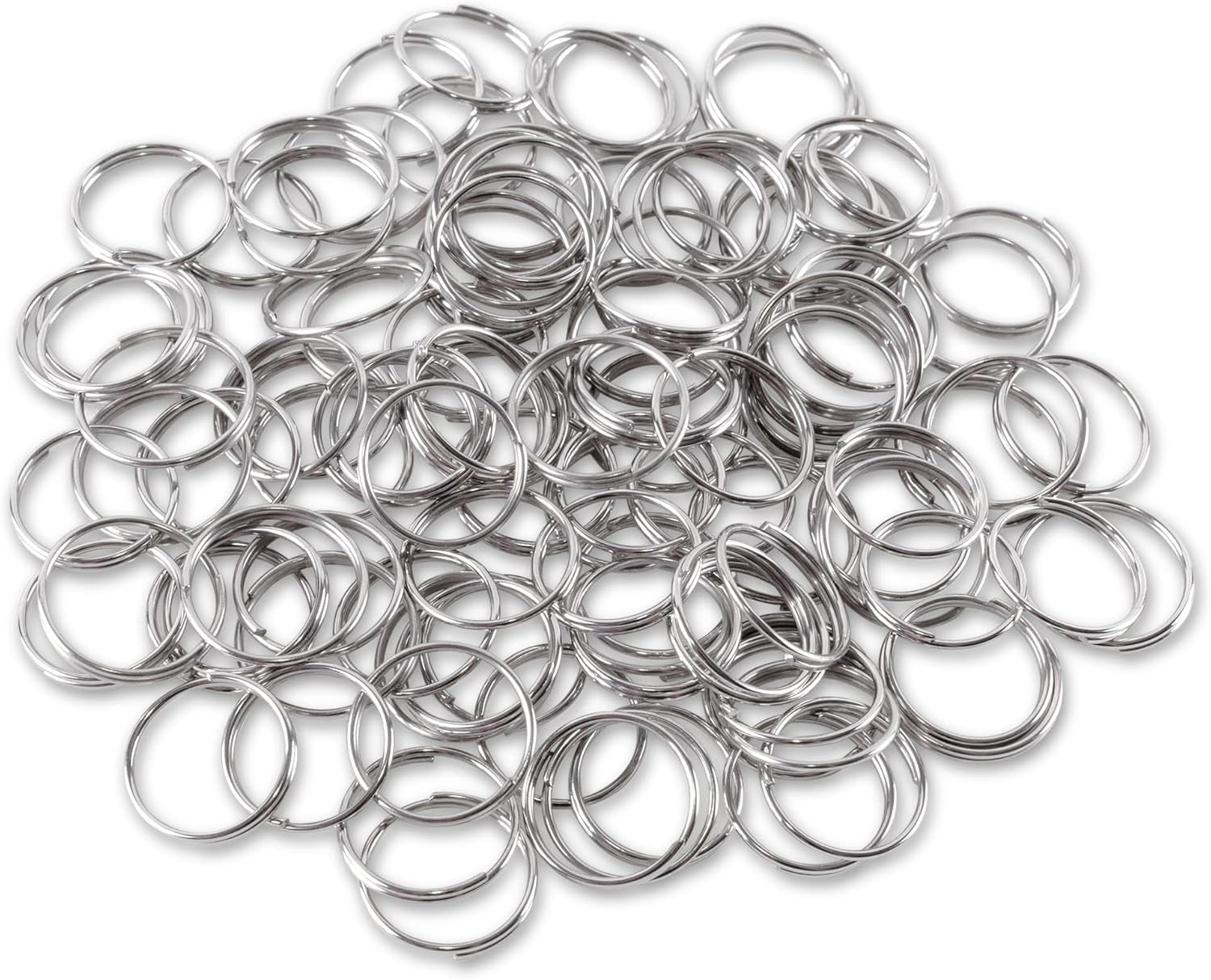 1" (25Mm) Nickel Plated Silver Steel round Edged Split Circular Keychain Ring Clips for Car Home Keys Organization, Arts & Crafts, Lanyards (100)