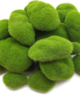 30PCS Artificial Moss Rocks, 3 Size Faux Green Moss Covered Stones Green Moss Balls Decorative Fake Moss Decor for Fairy Gardens Floral Arrangements Craft