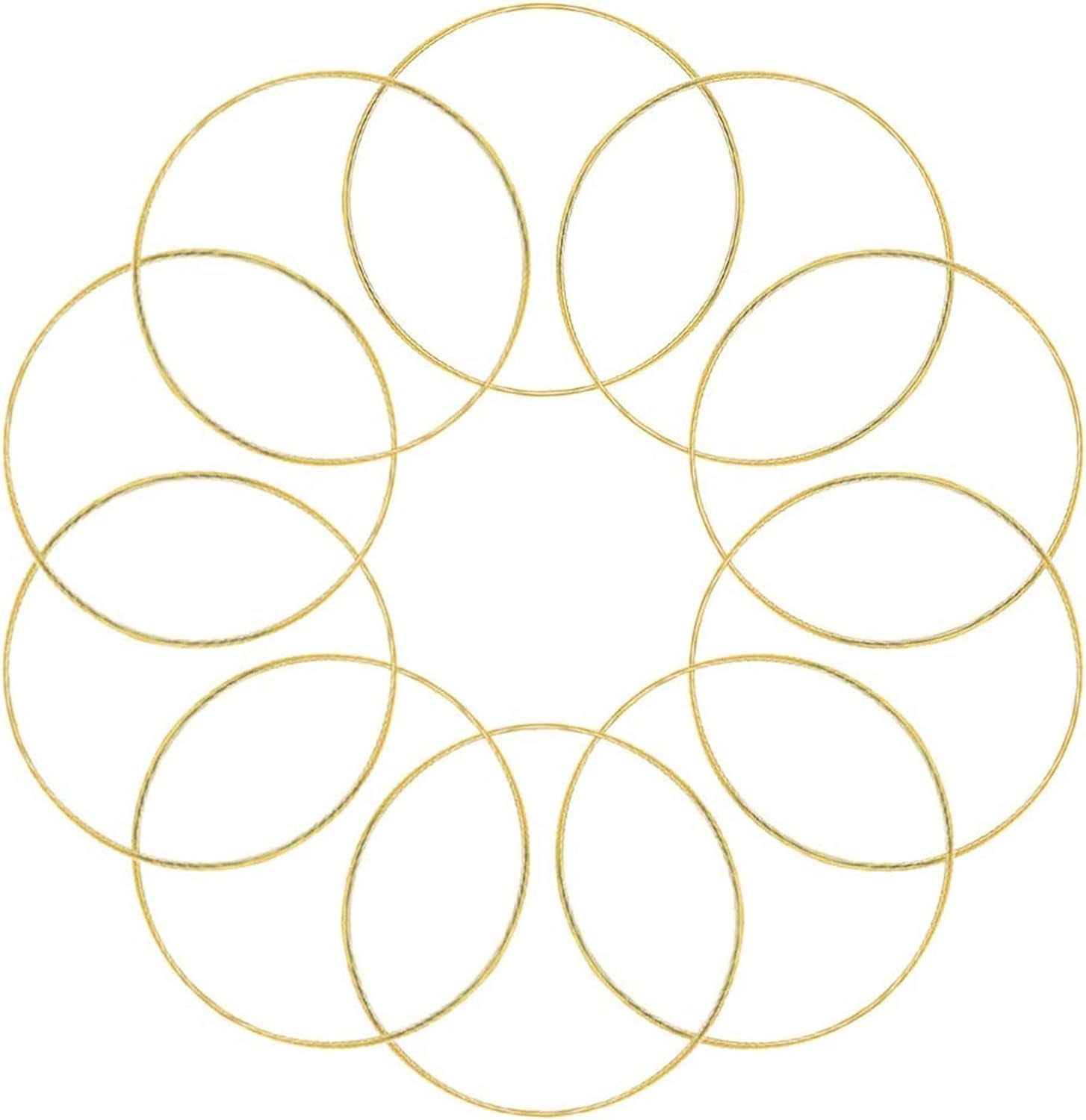 10Pcs 6 Inch Gold Metal Rings for Crafts Dream Catcher Ring, Metal Hoops for Dream Catcher and Crafts Centerpiece Table Decorations