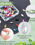 128 Pcs 16 Colors Pointback Horse Eye Shaped Gem Stones 0.6X0.3 Inch Glass Rhinestones Gems Jewels Embelishments with Silver Plated Back Crystals Rhinestones for Crafts Jewelry Making