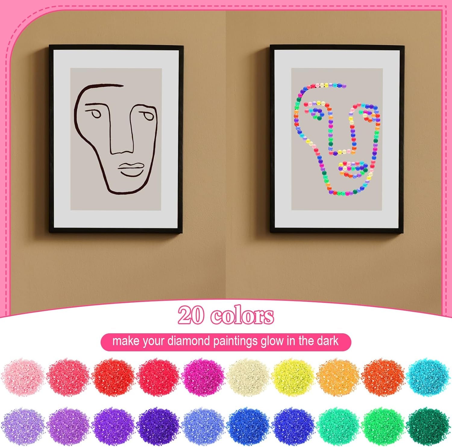 30000 Pcs Glow in the Dark Beads for Diamond Painting 20 Colors Diamond Painting Beads 2.8 Mm Rhinestone Beads Flat Bottom round Resin Diamond Beads for DIY Craft Diamond Painting Accessories