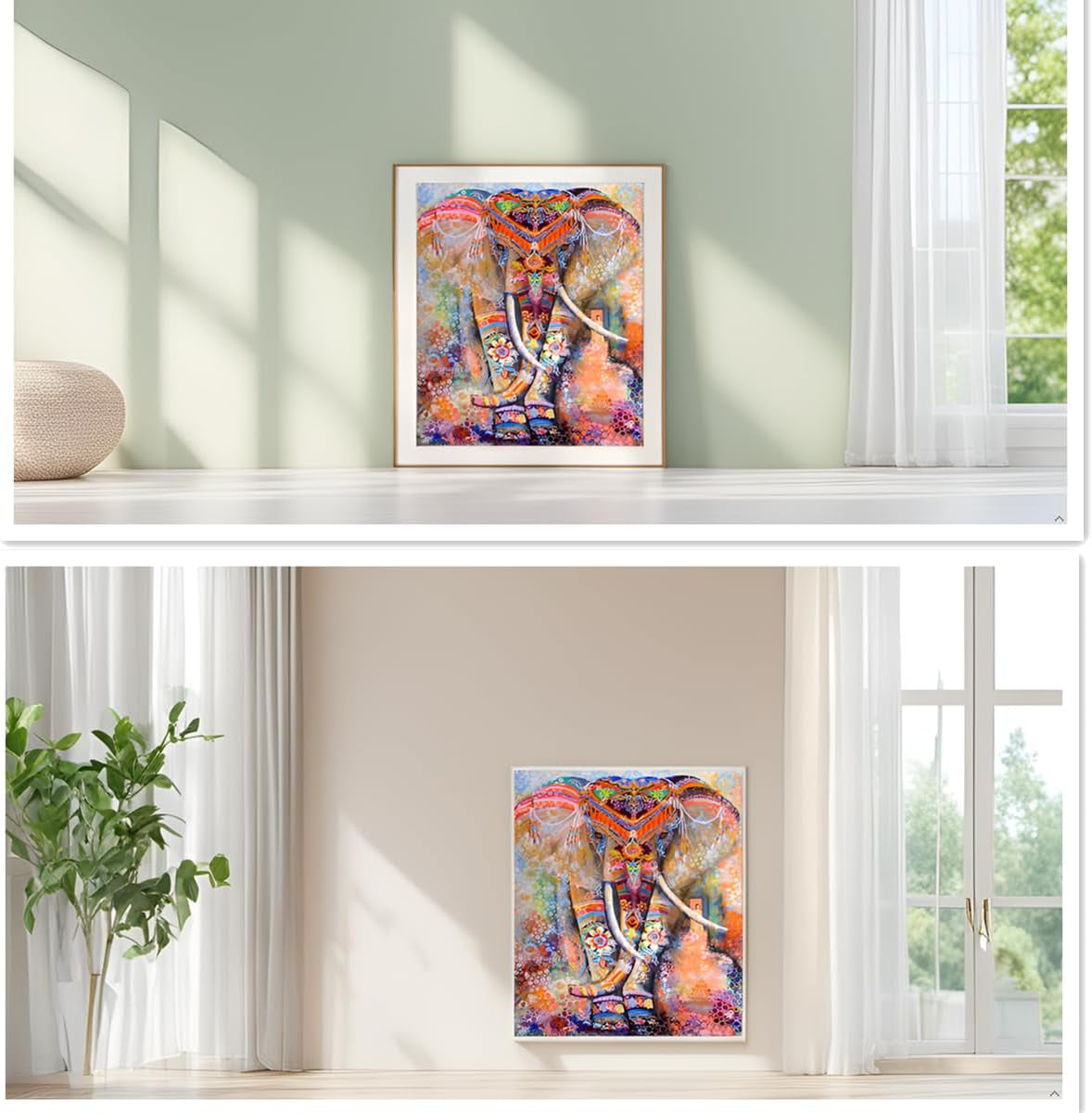 Diamond Painting Art Kits for Adults (19.7X15.7Inch) Elephant DIY 5D Diamonds Paintings Dotz Kit Full Drill Crafts Dots Pack for Home Office Wall Decor (Elephant)