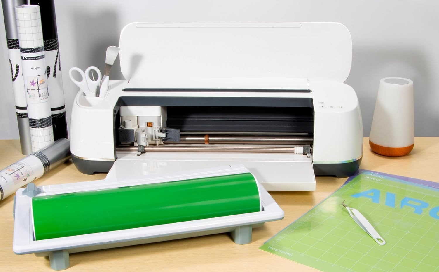 Vinyl Roll Holder with Trimmer for Cricut Maker 3/Maker and Explore Air/2/3, Roll Holder with Cutter Perfect for Smart Vinyl and Heat Transfer Iron On
