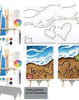 2 Pack Paint and Sip Canvas Painting Kit Pre Drawn Canvas for Painting for Adults Stretched Canvas Couples Games Date Night Summer Beach Vows Anniversary Gifts Paint Party Supplies Favor 8X10