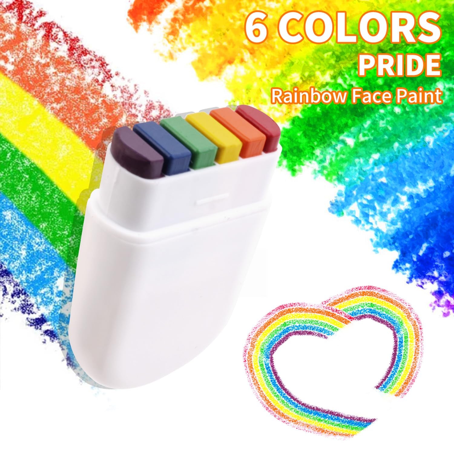 TOCADIS Rainbow Face Paint - Gay Pride Flag Rainbow Makeup Stick for Pride Parade, Pride Temporary Tattoos for Pride Month Celebrations, Party and Festival Makeup (2 Pack)