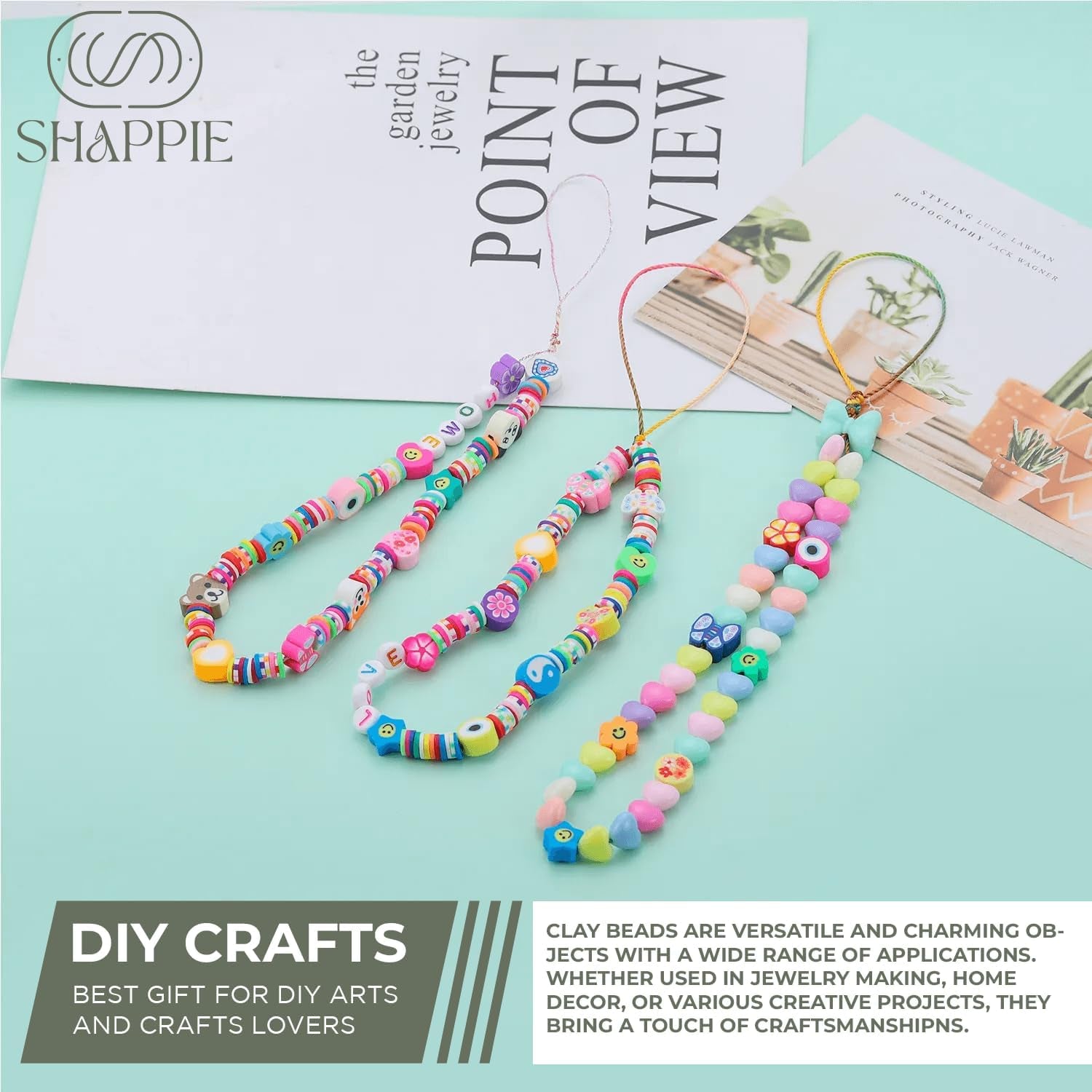 SHAPPIE Bracelet Making Kit with 18,500 Pcs & 120 Colorful Clay Beads – Heishi Beads for Necklace, DIY Bracelets & Earrings
