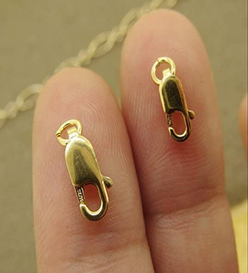4Pcs/Set 14K Solid Yellow Gold Jewelry Lobster Clasp Bead Open Jump Ring (8Mmx3Mm)