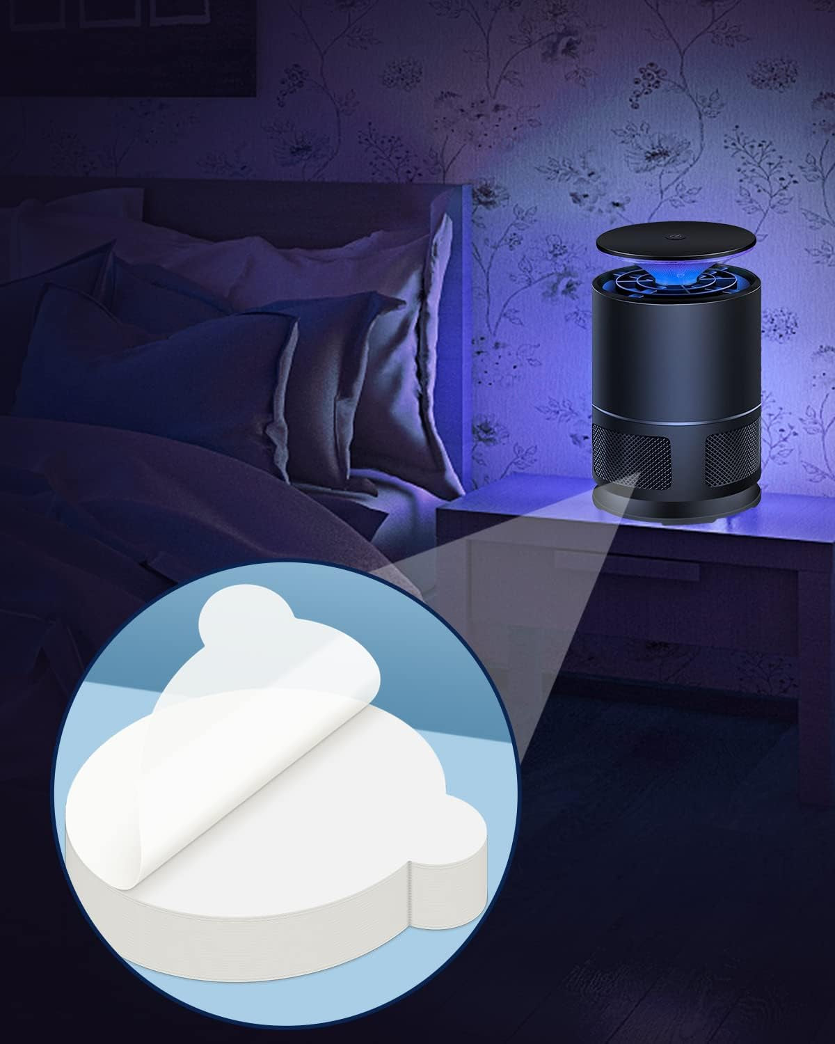 25 Pack 4.3 Inches Replacement Glue Boards, Refillable Glue Boards round Sticky Fits Most Models Indoor Outdoor Lamp, Replacement Sticky Glue Pads for Katchy, Fenun, FVOAI, MOAHUNT