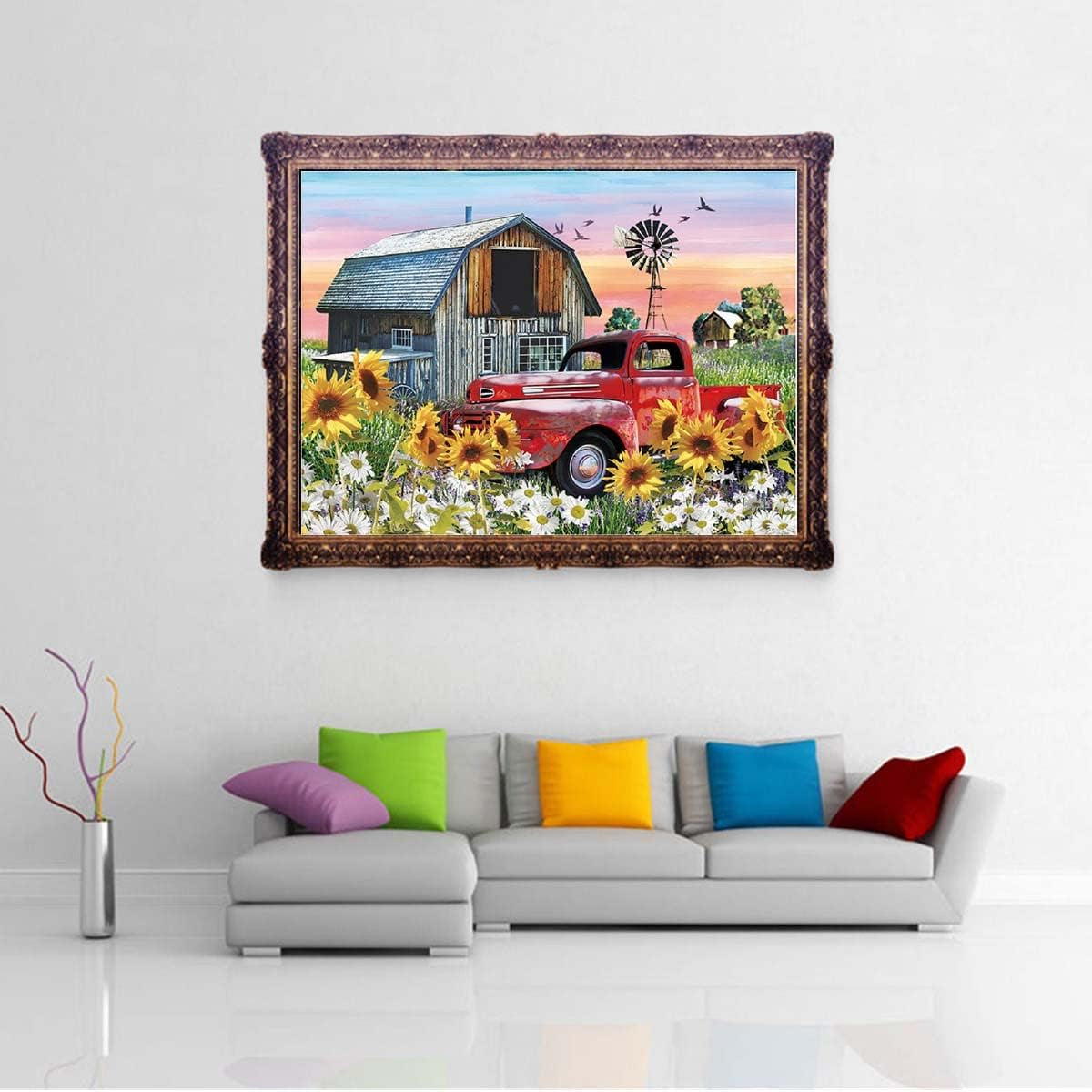 5D DIY Diamond Painting Kits for Adults Kids Farmhouse Full Drill Embroidery Cross Stitch Crystal Rhinestone Paintings Pictures Arts Wall Decor Painting Dots Kits 15.7X11.8 In