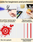 Airbrush Gun Dual-Action Trigger Air Brush Painting Set with 0.5Mm/0.3Mm Needles 5CC and 7CC Paint Cup Aerografo with Adjustable Liquid Thickness Makeup Nail Model Painting Tattoo Art Hobby