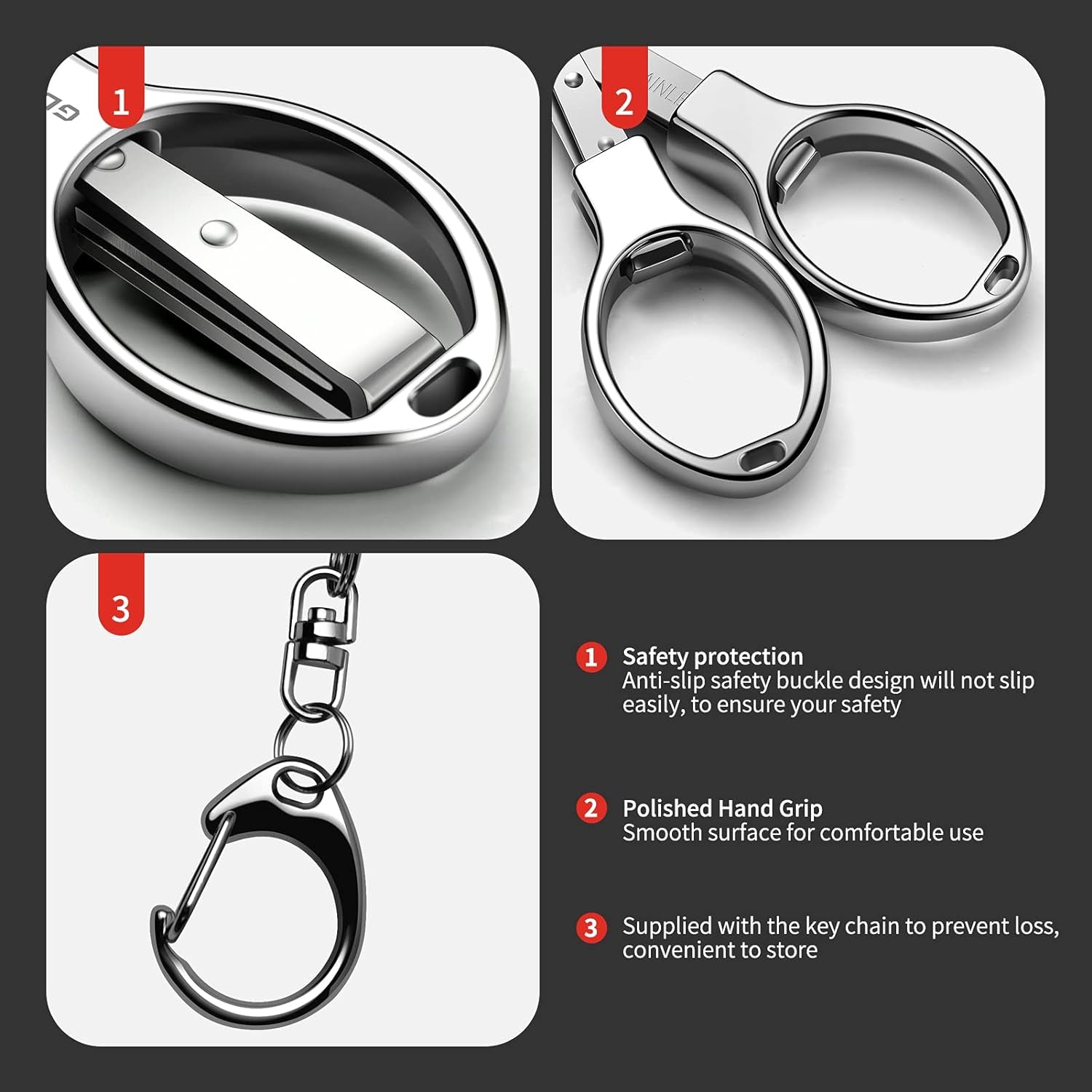 Folding Scissors 3 PCS Small Scissors, Secure Keychain Scissors All Purpose, Stainless Steel Retractable Mini Scissors for Office, Travel, Fishing