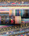 Skinny Galaxy Washi Tape Set 30 Rolls Gold Foil Decorative Starry Space Masking Tapes for Arts, DIY Crafts, Journals, Planners, Scrapbook, Wrapping