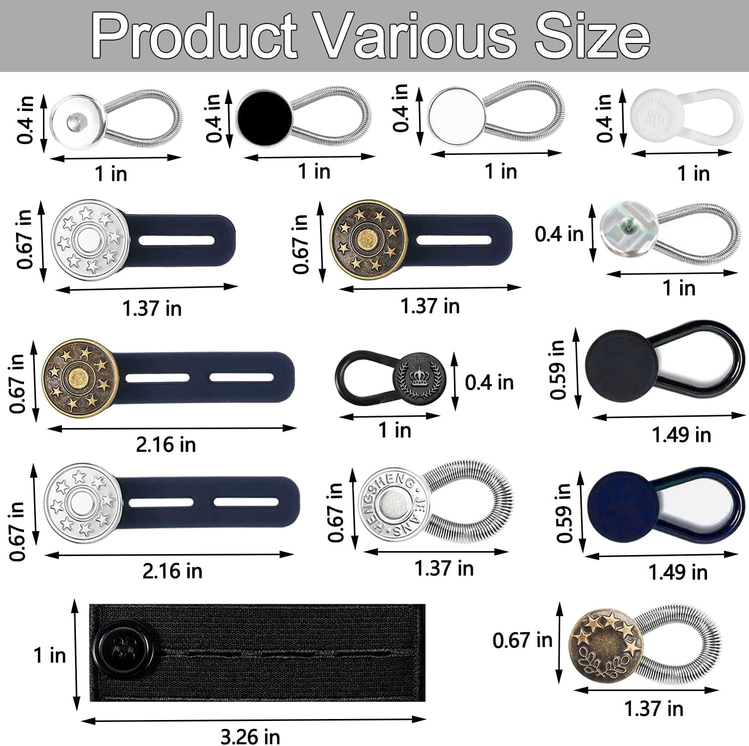 24 Pcs Extender Button Set, Flexible Adjustable Elastic Waist Extender Button, Invisible Collar Neck Extenders, No-Sew Extend Buttons for Women and Men'S Pants Jeans Skirts Clothing Supplies