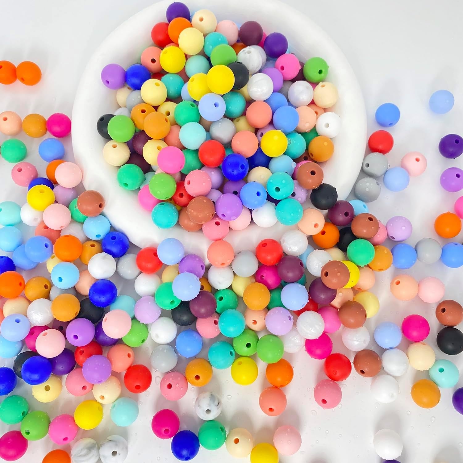 300Pcs Silicone Beads, 12Mm round Silicone Beads Bulk for Keychain Making Kit 30 Colors Rubber Beads Silicone Focal Beads Loose Beads for Necklace Bracelet Lanyard Making