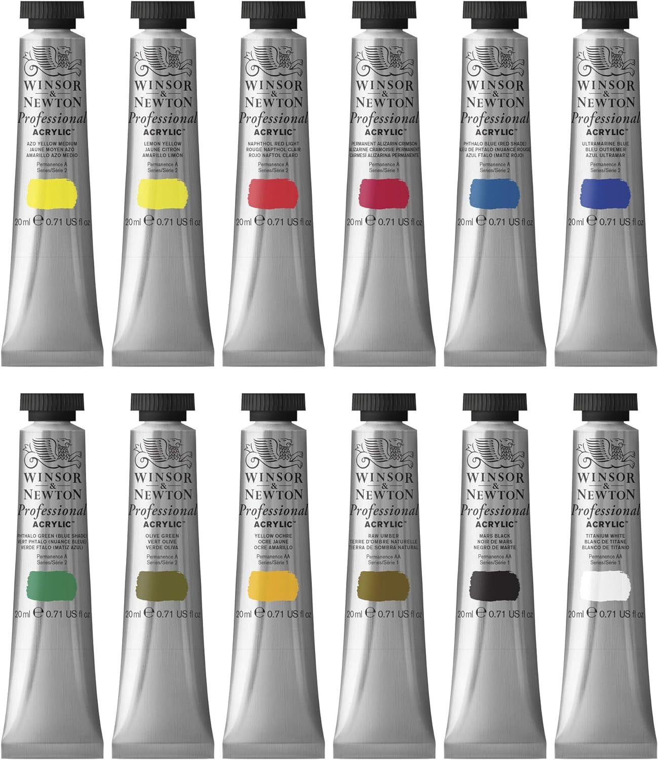 Artists' Acrylic Color 12-Tube Set, 20Ml