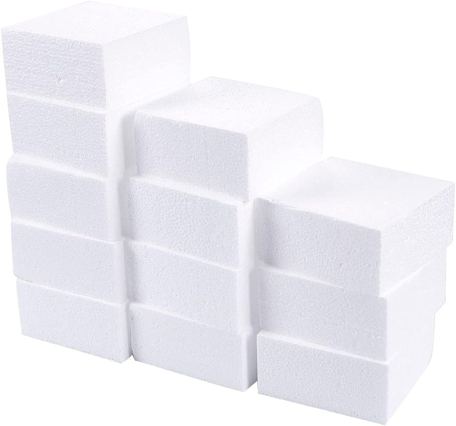 12 Pack Foam Blocks for Crafts, Polystyrene Brick Rectangles for Floral Arrangements, Art Supplies, Holiday Decor (4 X 4 X 2 In, White)