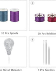 60 Pcs Bobbins Sewing Thread Kit, Polyester Mini Bobbins and Thread Spools for Hand & Machine Sewing