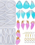 44PCS Resin Earring Molds, Silicone Molds for Epoxy Resin, Geometrical Flower Leave Heart Shaped Epoxy Silicone Casting Molds for Jewelry Pendant Keychain Charm, Resin Epoxy Kit
