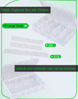 Plastic Organizer Box Craft Box Bead Organizer Tackle Box Organizer 2 Pack 15 Large Grids Clear Craft Storage Box Snackle Box Container Washi Tape Organizer