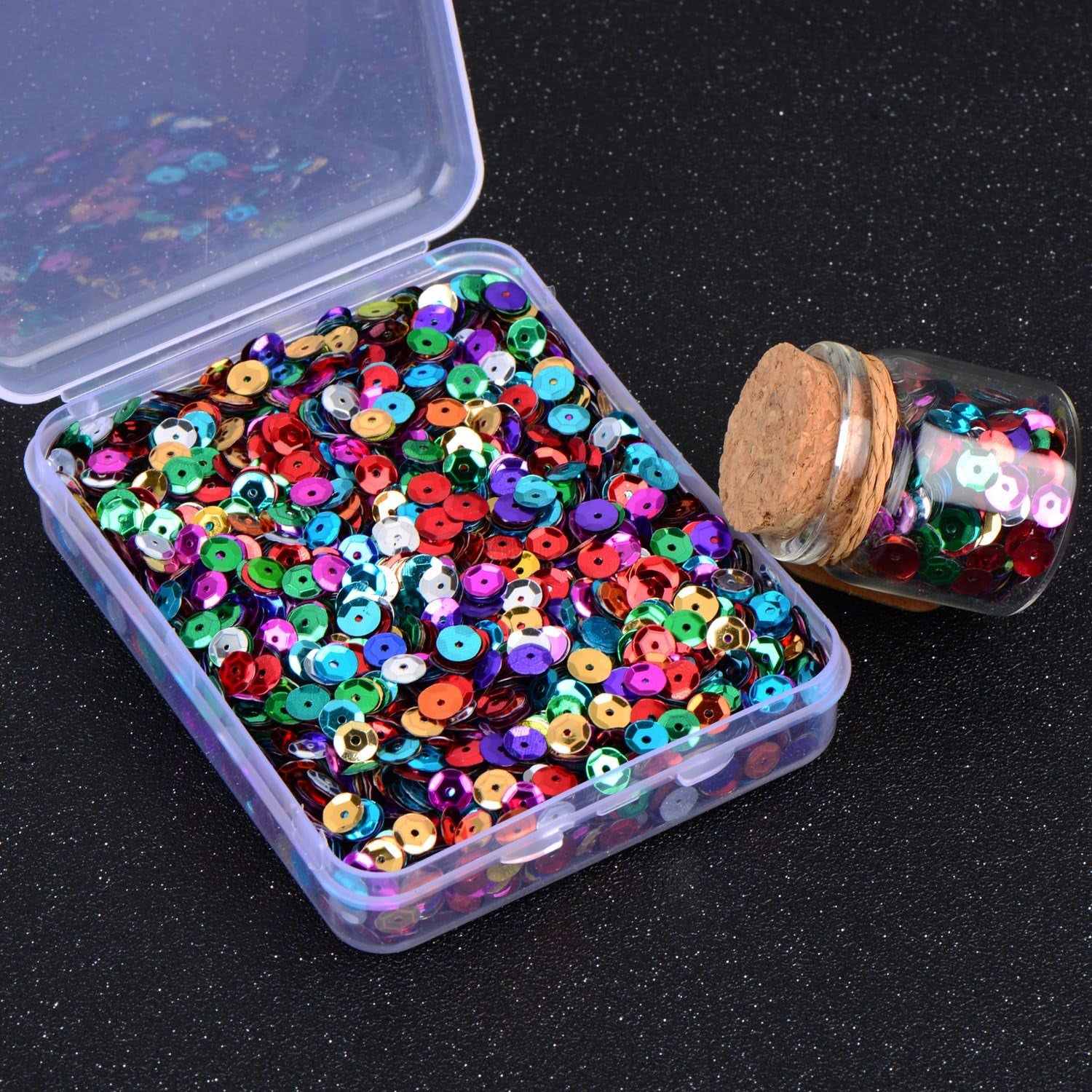 20,000 Pcs Bulk Loose Sequins round Cup Sequins Iridescent Spangles Flat Beads with Storage Box for Crafts, Sewing, Slime, Wedding, Christmas DIY Arts Crafts, 80 Grams, 6 Mm