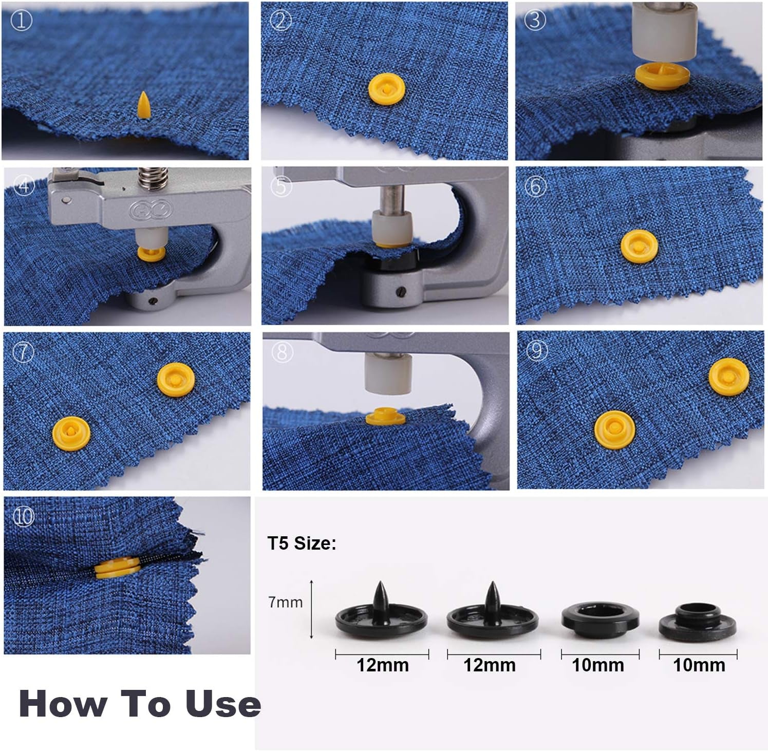 1440Pcs Plastic Snap Buttons No-Sew Snap Fasteners T5 Snaps with Snaps Pliers Kit for Clothing Sewing,Rain Coat,Bibs,Clothes Crafting(24 Colors,360Sets)