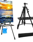 Artist Easel Stand Painting Stand Art Easel, 20"To 61" Art Easel for Painting Canvase & Displaying, Aluminum Adjustable Height Display Tripod with Portable Bag/Folding Keg/Apron.(Black)