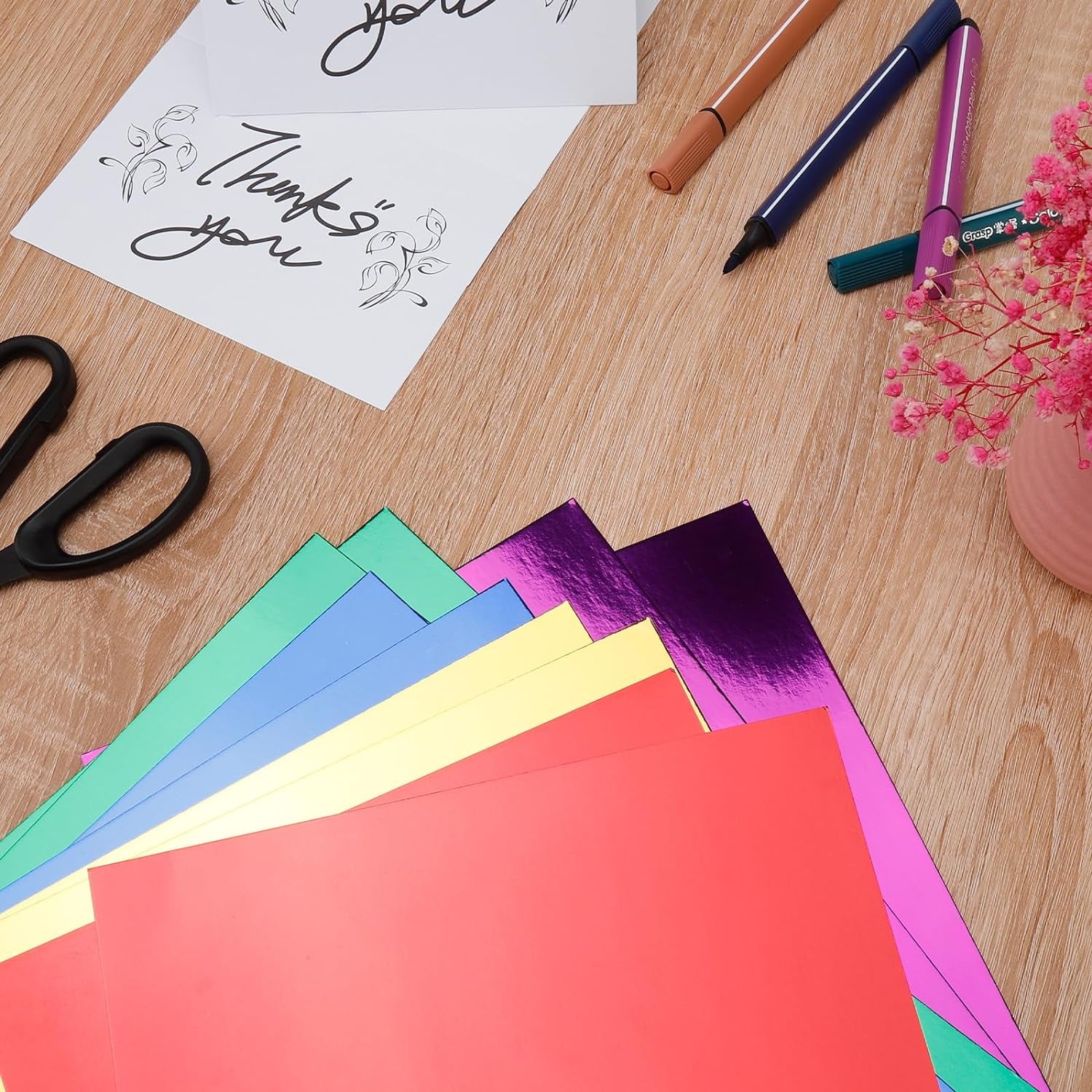 60 Pack Metallic Paper Sheets 5 Color Foil Mirror Cardstock Shimmering Paper 250Gsm/92Lb for Decorative, Weddings & Birthdays Invitations, Circut Crafts, Cardmaking & Paper Crafts Size 8.5" X 11"