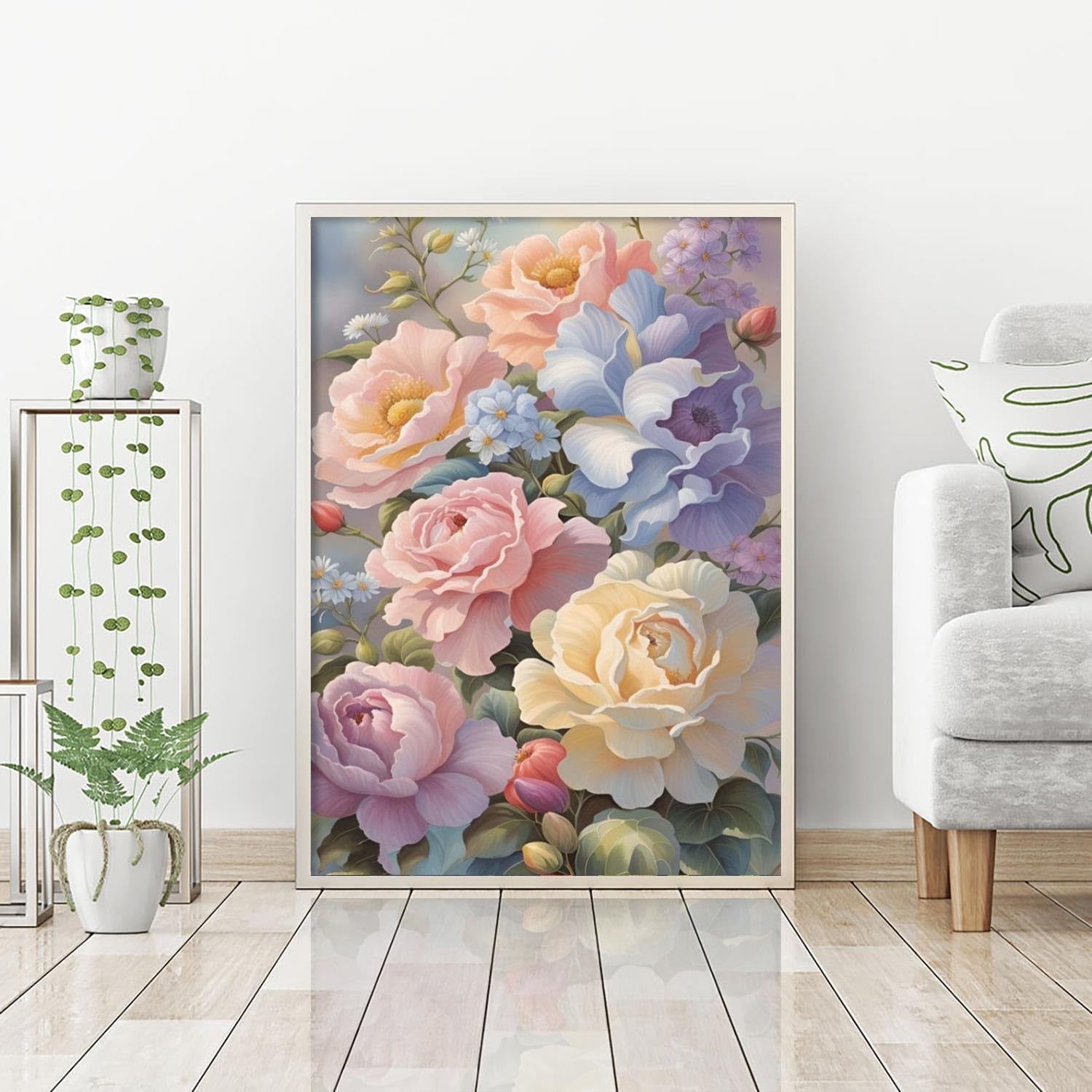 5D Flower Diamond Painting Kits for Adults, DIY Rose Diamond Art Kits, round Full Drill Gem Arts and Crafts Kits for Home Wall Decor Present(16X12Inch)