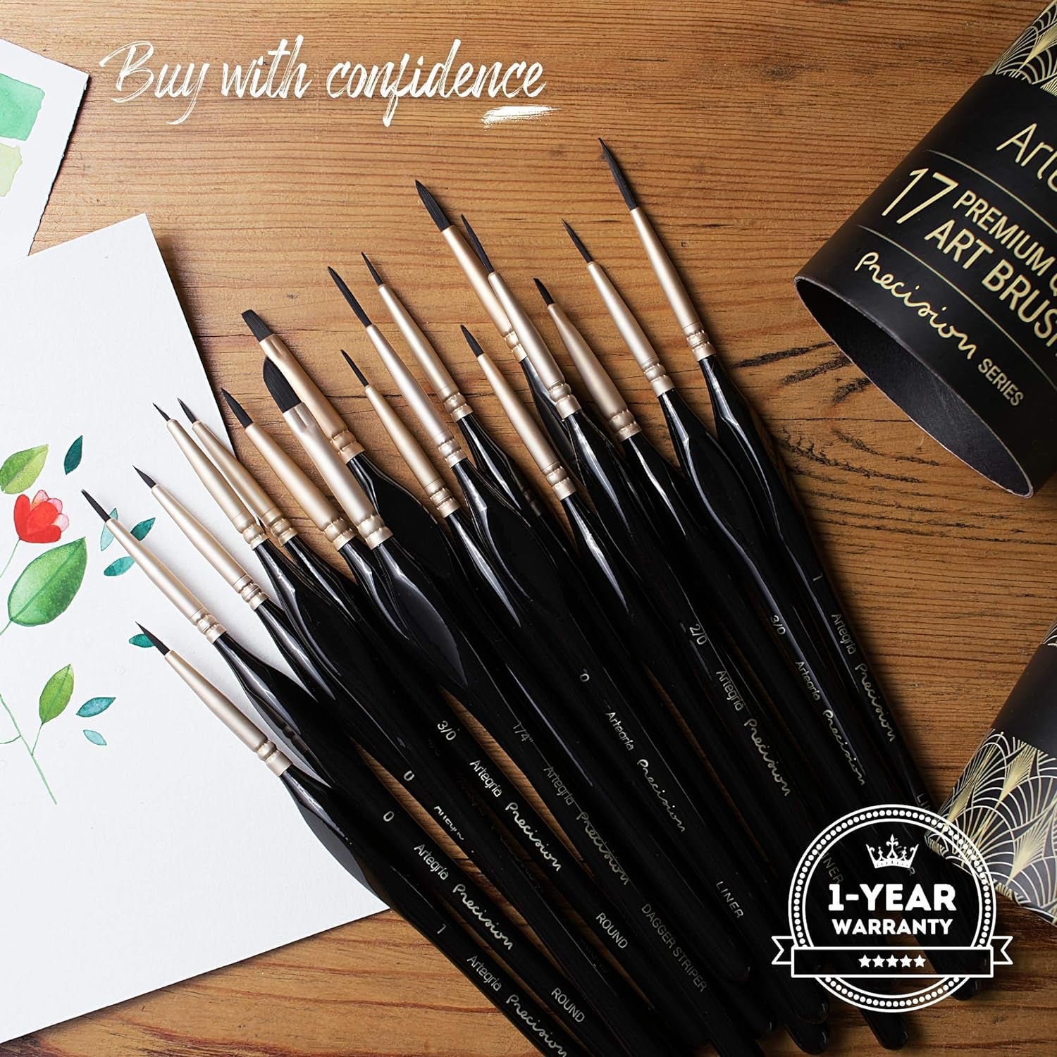 Detail Paint Brush Set - 17 Miniature Paint Brushes with Fine Tips and Ergonomic Handles for Small Scale Models, Figurines, Paint by Numbers for Adults - Acrylic Watercolor Oil