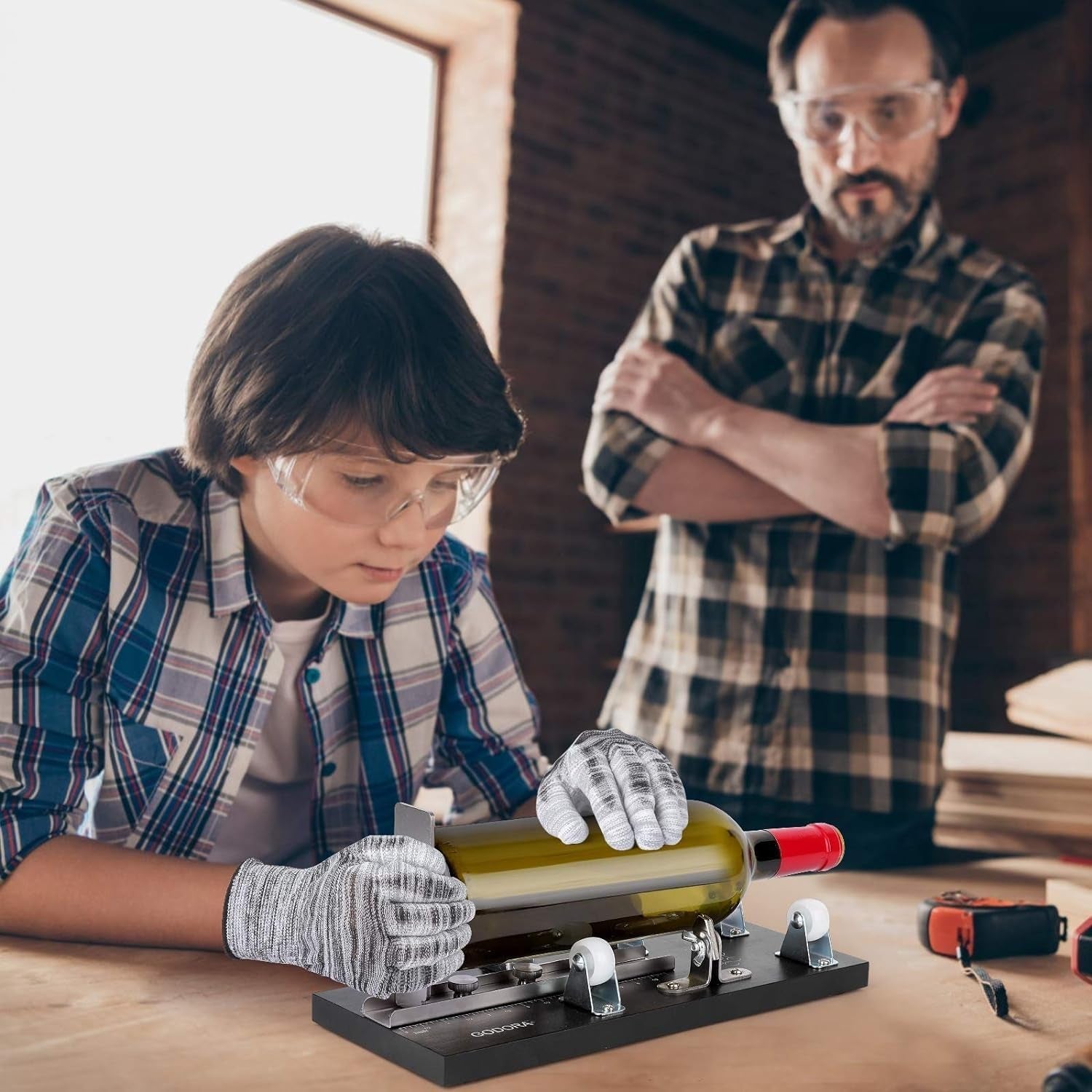 Glass Bottle Cutter, Upgraded Glass Cutter for Bottles & Glass Cutter Bundle - DIY Machine for Cutting Wine, Beer or Soda round Bottles & Mason Jars, Perfect Score Bottle Cutter