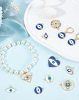 1 Box 40Pcs Evil Eye Charms Evil Eyes Charm Valentine'S Day Heart Charm Flat round Rhinestone Hamsa Hand Lucky Charms Love Charms for Jewelry Making Charm Earrings Necklace DIY Supplies