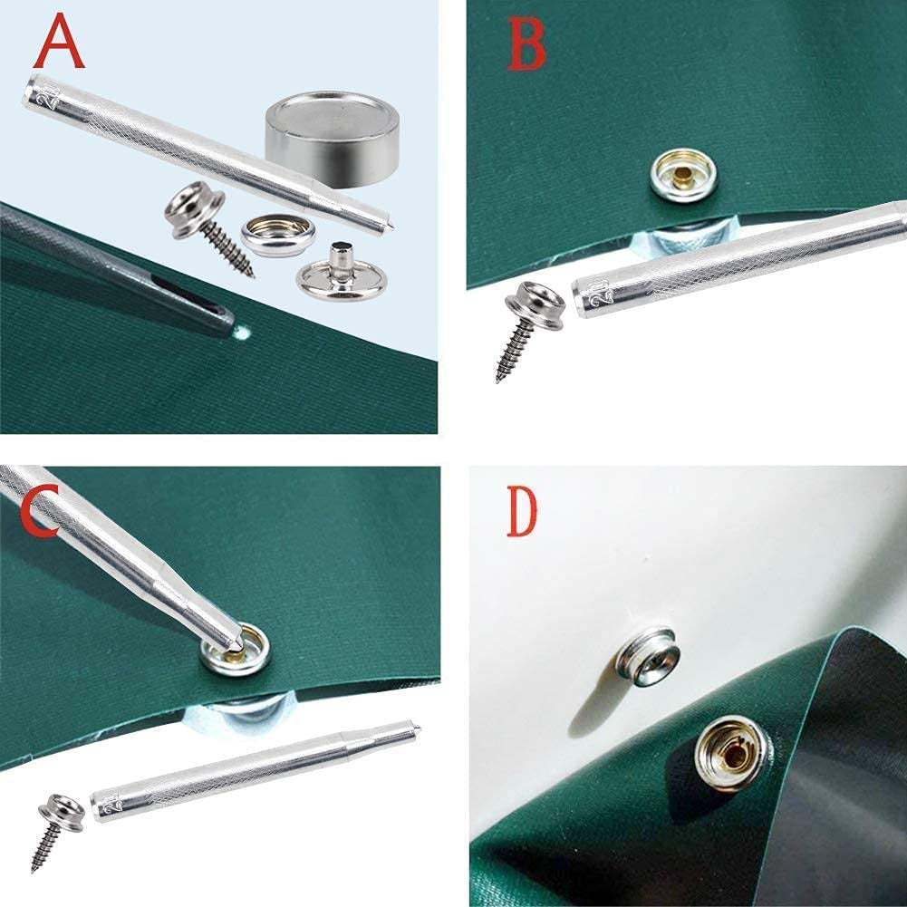 150 PCS Canvas Snap Kit Tool, Metal Screws Snaps Marine Grade 3/8" Socket Stainless Steel Boat Canvas Snaps with 2 PCS Setting Tool for Boat Cover Furniture (150 PCS)