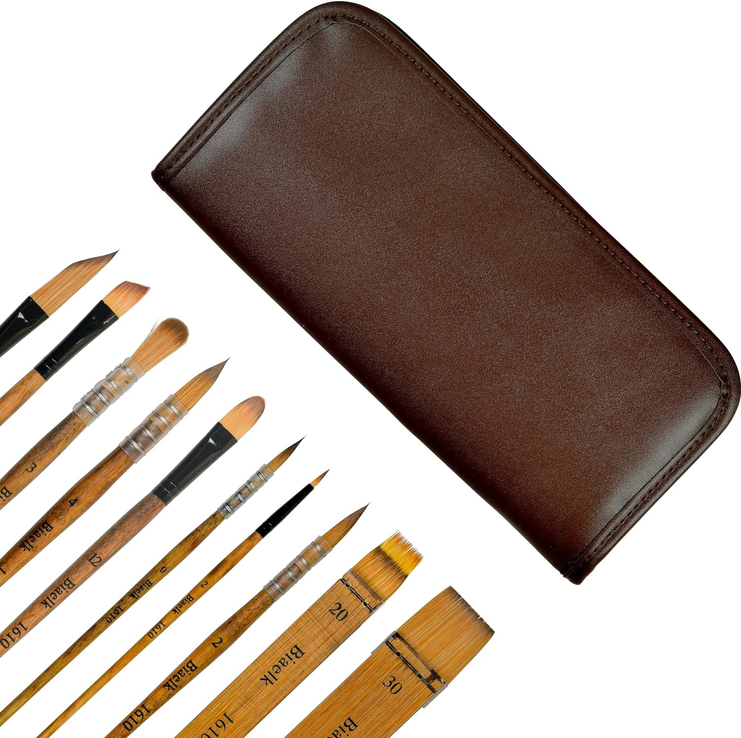 1610 Professional Watercolor Paint Brushes, 10PCS Variety Brushes for Beginners and Professionals Including Pointed Rounds, Flats, Dagger, for Watercolors,Acrylics,Inks,Gouache,Oil and Tempera