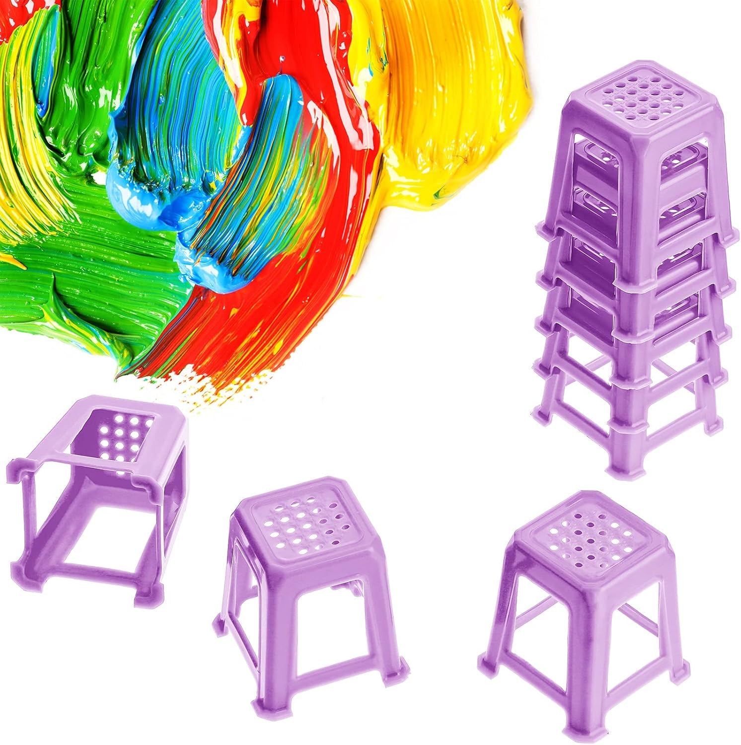 8 Pieces Canvas Stands Paint Stands for Painting Mini Canvas Feet Risers Canvas Support Stands for Fluid Acrylic Pouring Paint Supplies (Purple)