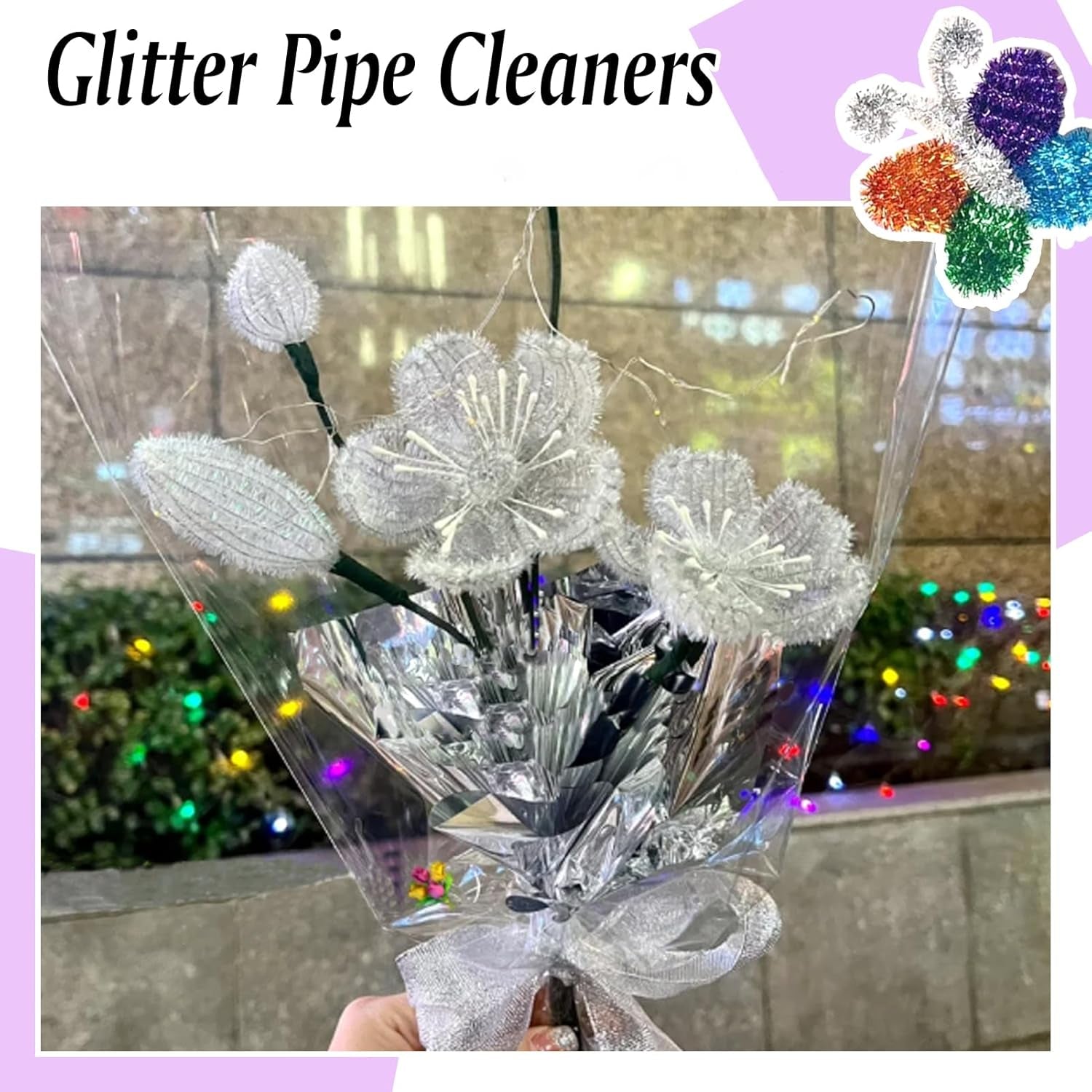 400Pcs Glitter Pipe Cleaners 10 Colors Metallic Pipe Cleaners Craft Supplies 6Mm X 12 Inch Chenille Stems Pipe Cleaners for Art DIY Crafts Decorations