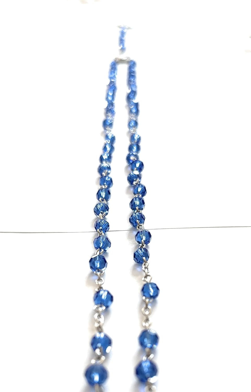 Made in Italy Blue Rosary Blessed by Pope Francis Vatican Rome Holy Father Crystal Glass Beads with Silver Toned Base Papal Cross Crucifix Blessing