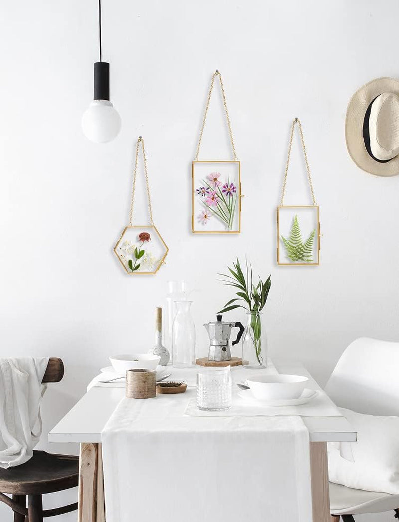 Double Glass Frame for Pressed Flowers - W/Real Dried Flowers and Tweezer for Handicrafts, Photo, or Other Small Flat Items