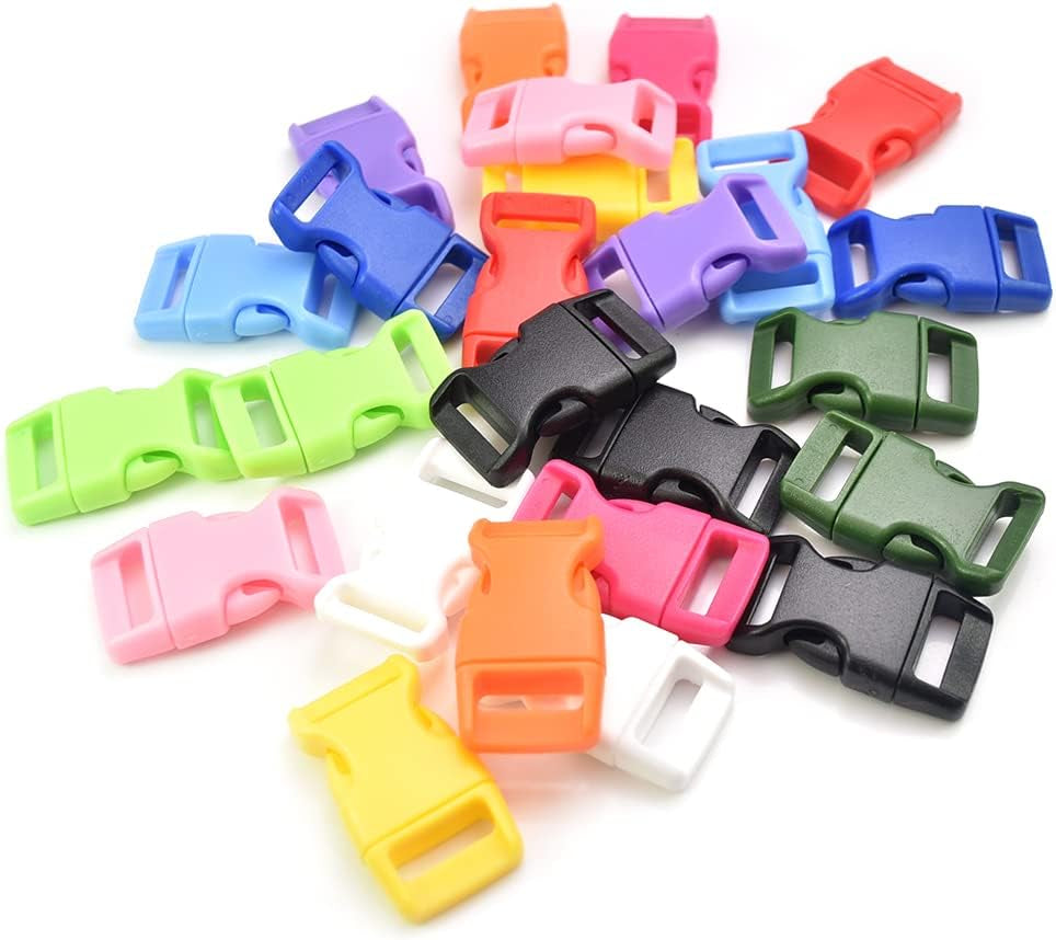 30 Pack 5/8 Inch Side Release Buckles, Contoured Plastic Paracord Bracelet Buckles, Paracord Buckles for Parachute 550 Cord Clips Paracord Bracelets Clasp Dog Collar Buckle DIY Craft Accessories