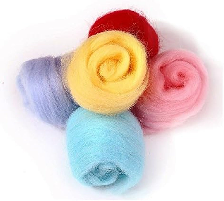 BAODLON 50 Colors Fibre Wool Yarn Roving for Needle Felting Hand Spinning DIY Craft Materials
