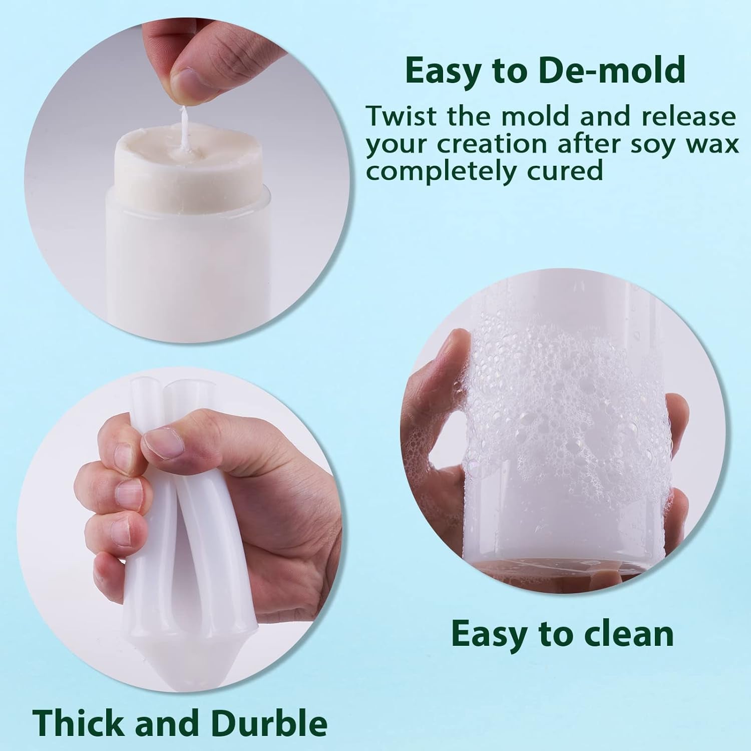 Silicone Molds for Candle Making, 4In and 3.5In and 2.5In and 2In Cylinder Silicone Candle Mold Pillar Epoxy Resin Casting Molds for Wax Candle Making (4 Sizes)