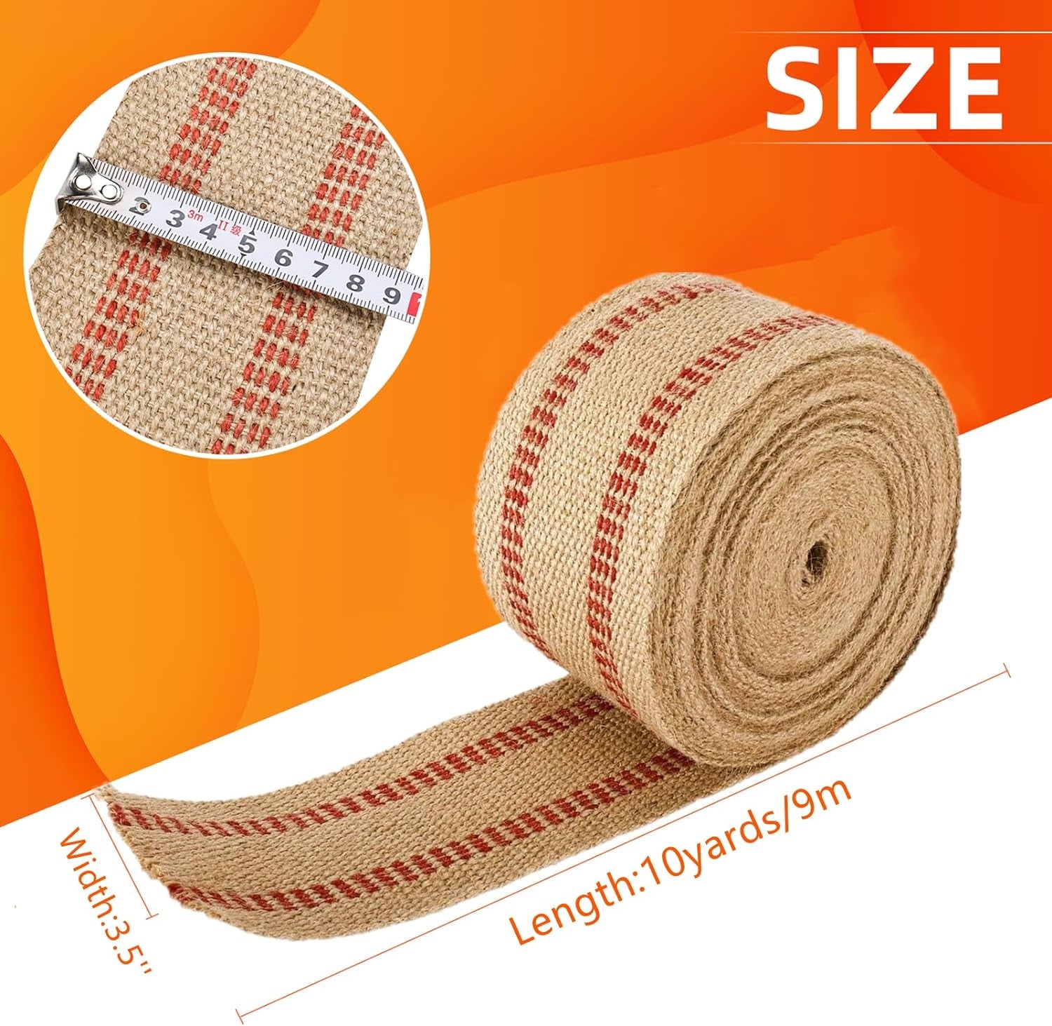 Craft Jute Webbing Tape, 3.5" X 10 Yd,11 Lbs Heavy-Duty for Chair Repair, Crafting, Burlap Ribbon, Upholstery